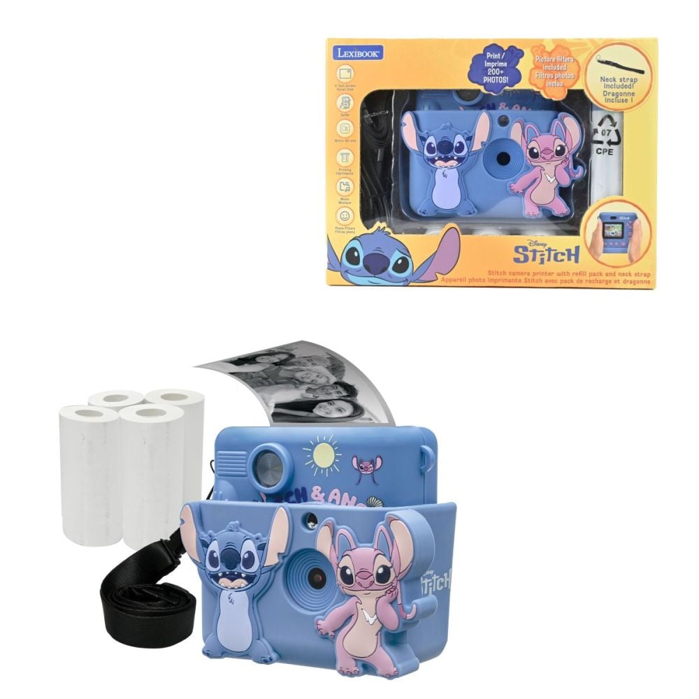 Camera foto instant cu husa din silicon, Lexibook, Starcam, Disney Stitch