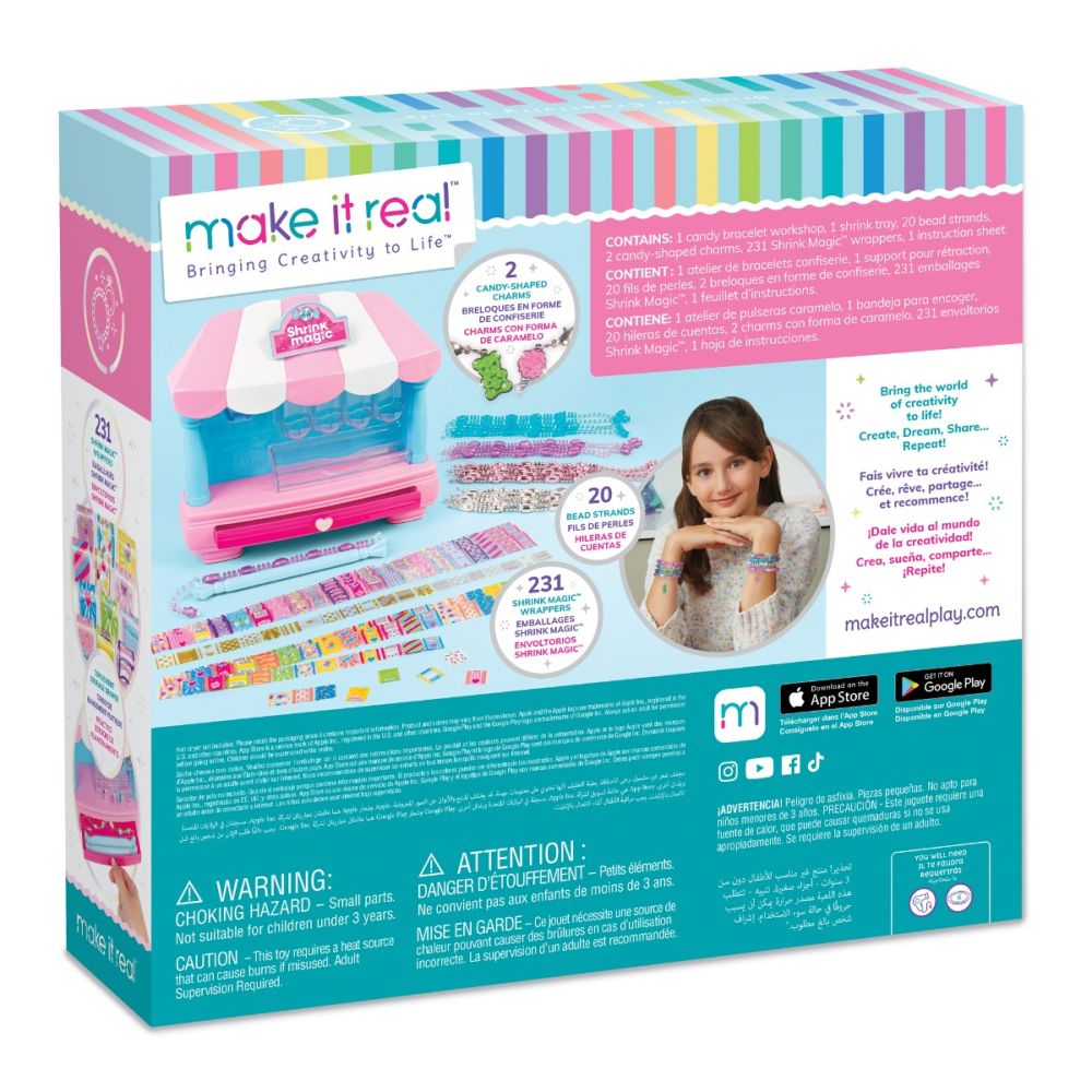 Set de creare 20 bratari, Make It Real, Candy Shop Bracelet, 256 piese