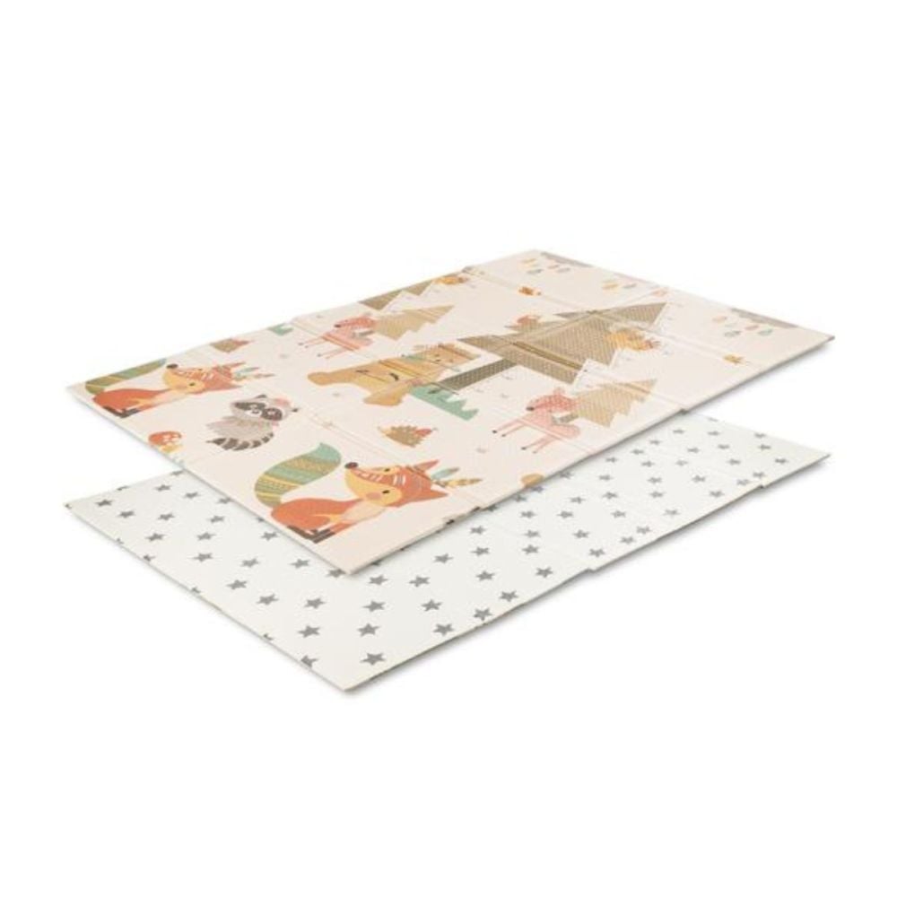 Covoras de joaca termic, Lorelli, din spuma XPE, design cu doua fete, pliabil, impermeabil, 120 x 180 cm, Home and Stars