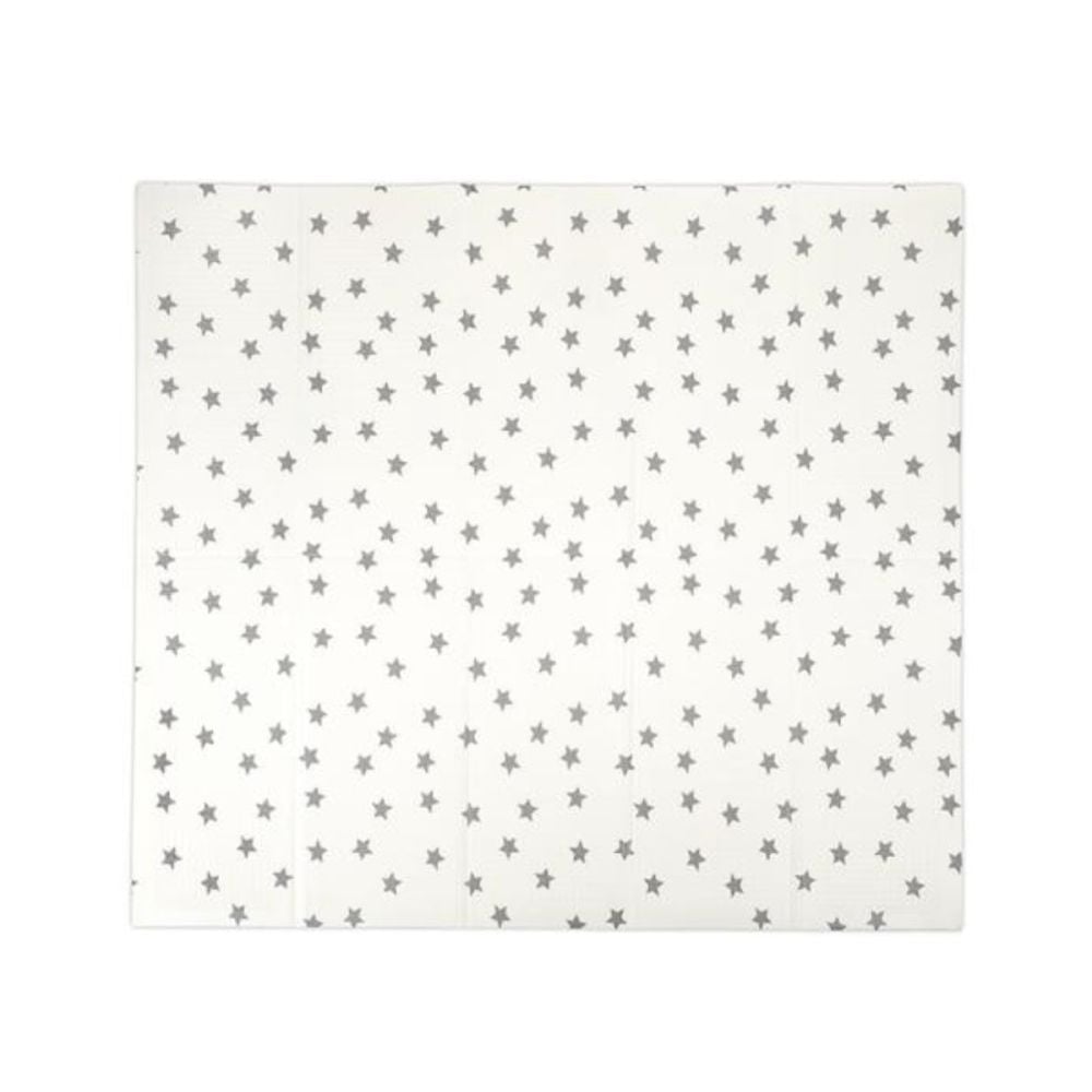 Covoras de joaca termic, Lorelli, din spuma XPE, design cu doua fete, pliabil, impermeabil, 180 x 200 cm, Waves and Stars