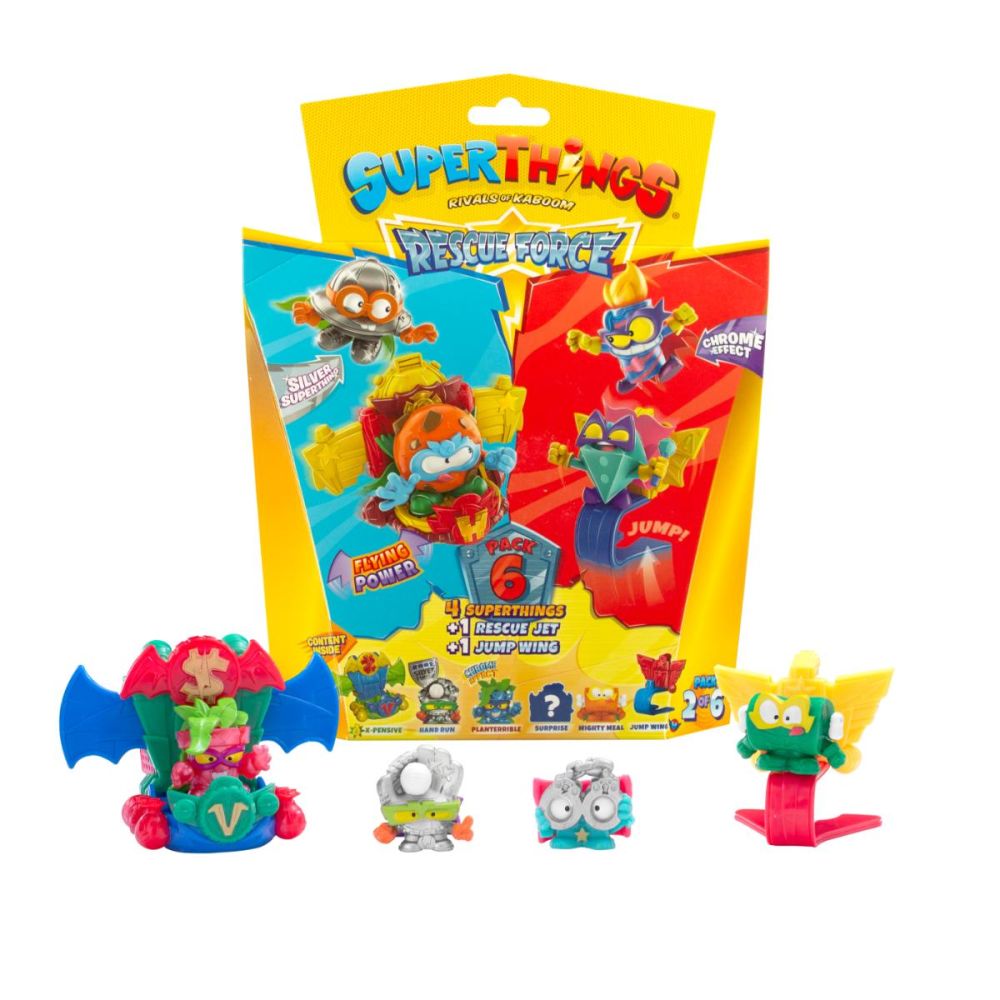 Set 4 figurine si 2 vehicule, SuperThings, Rescue Force