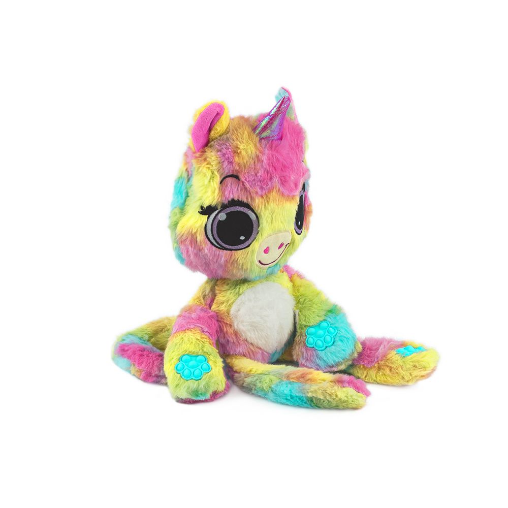 Jucarie mini de plus parfumata, Bubble Pops, S1, Raspberry Burst Unicorn, 23 cm