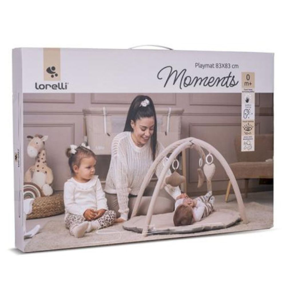 Saltea de activitati pentru bebelusi, Lorelli Moments, jucarii textile cu sunet si zornaitoare, 83 x 83 cm, Pink