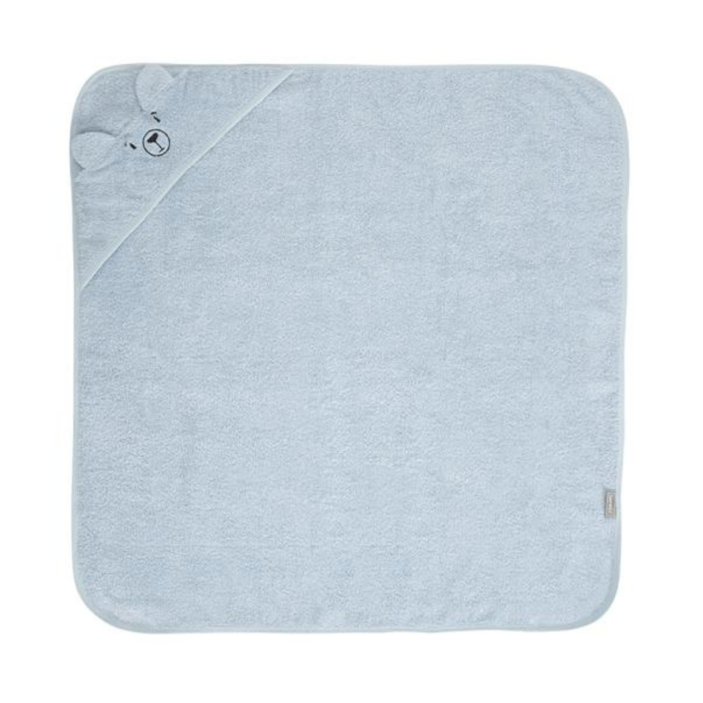 Prosop de baie cu gluga si broderie, Lorelli, 90 x 90 cm, bumbac, Soft Blue