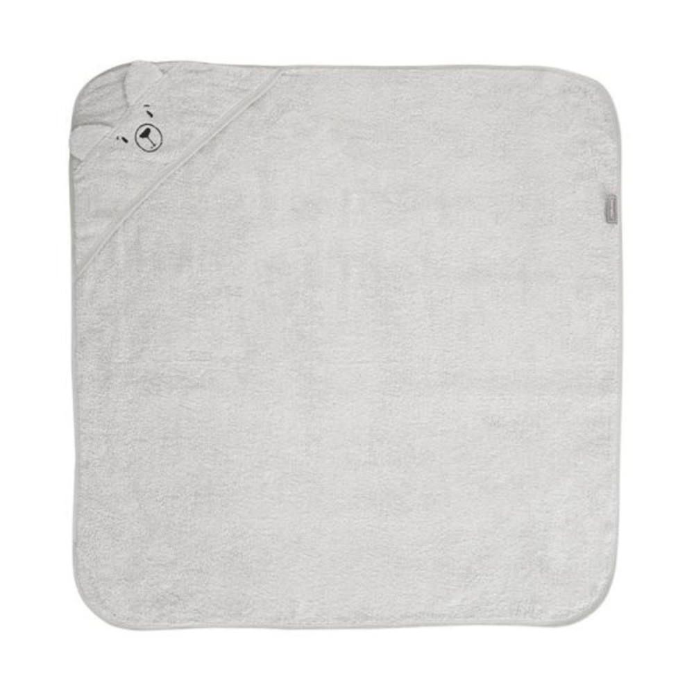 Prosop de baie cu gluga si broderie, Lorelli, 90 x 90 cm, bumbac, Soft Grey
