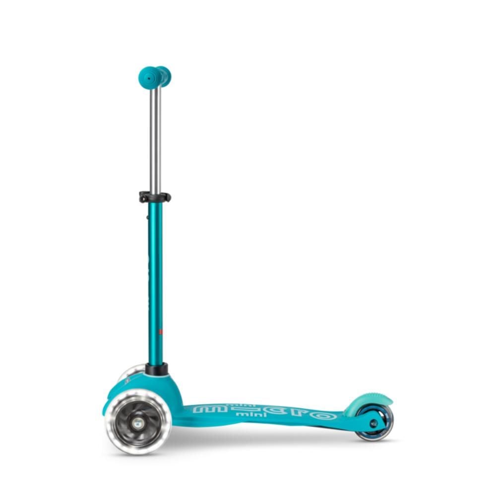 Trotineta cu 3 roti si lumini LED, Micro, Mini Deluxe, Albastru