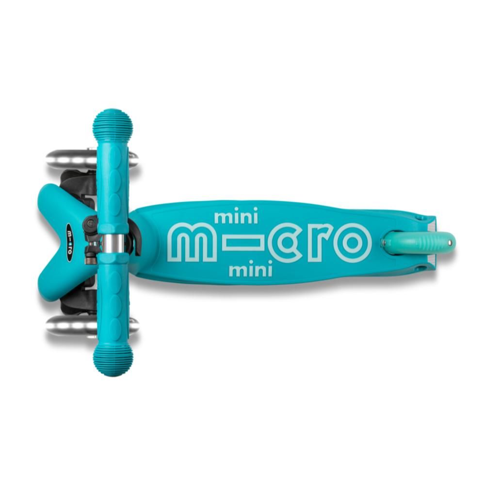 Trotineta cu 3 roti si lumini LED, Micro, Mini Deluxe, Albastru