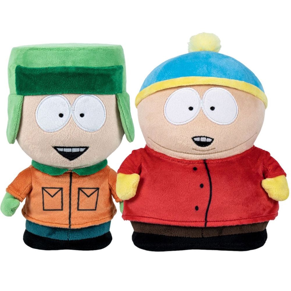 Set 2 jucarii de plus Play by Play, South Park, Kyle Broflovski, 18 cm si Eric Cartman, 17 cm