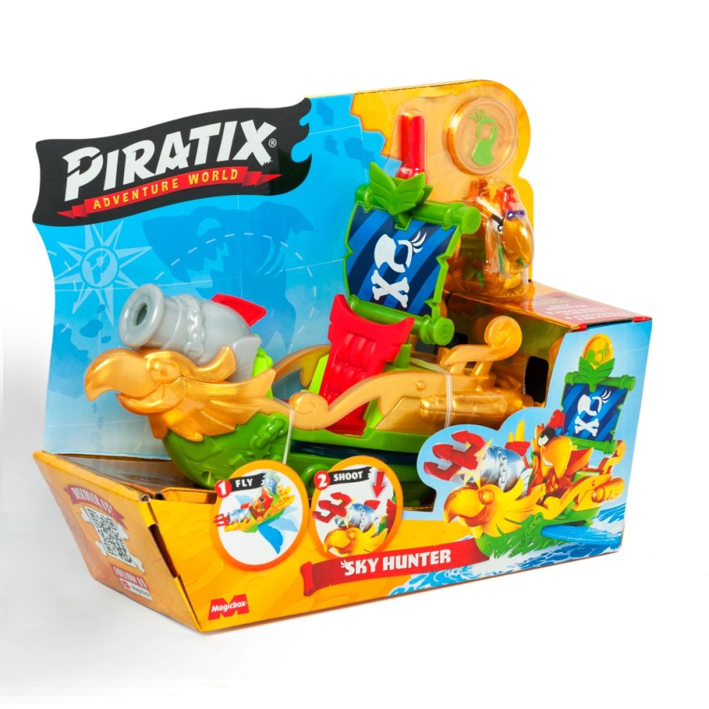 Set de joaca cu figurina Captain Wings, Piratix, Nava Sky Hunter