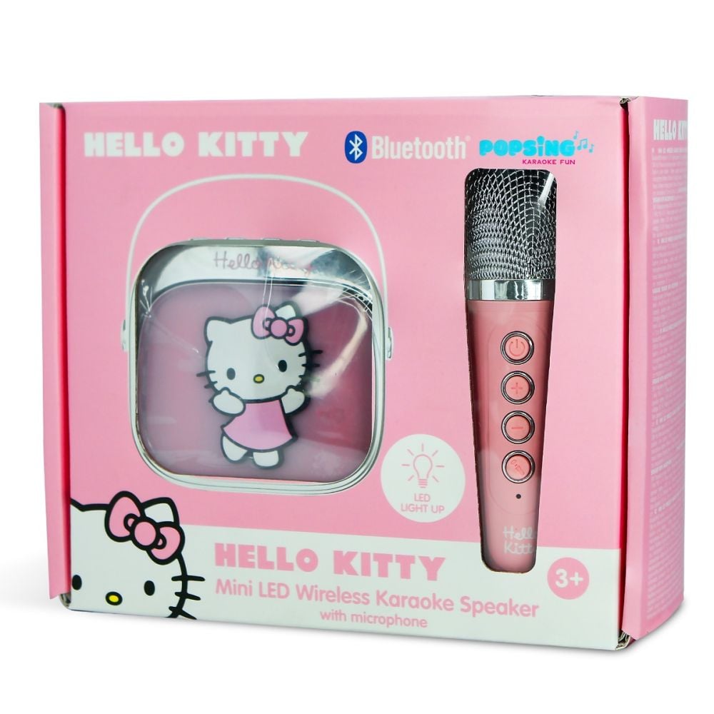 Set karaoke cu boxa, microfon wireless si lumini LED, OTL, Hello Kitty PopSing