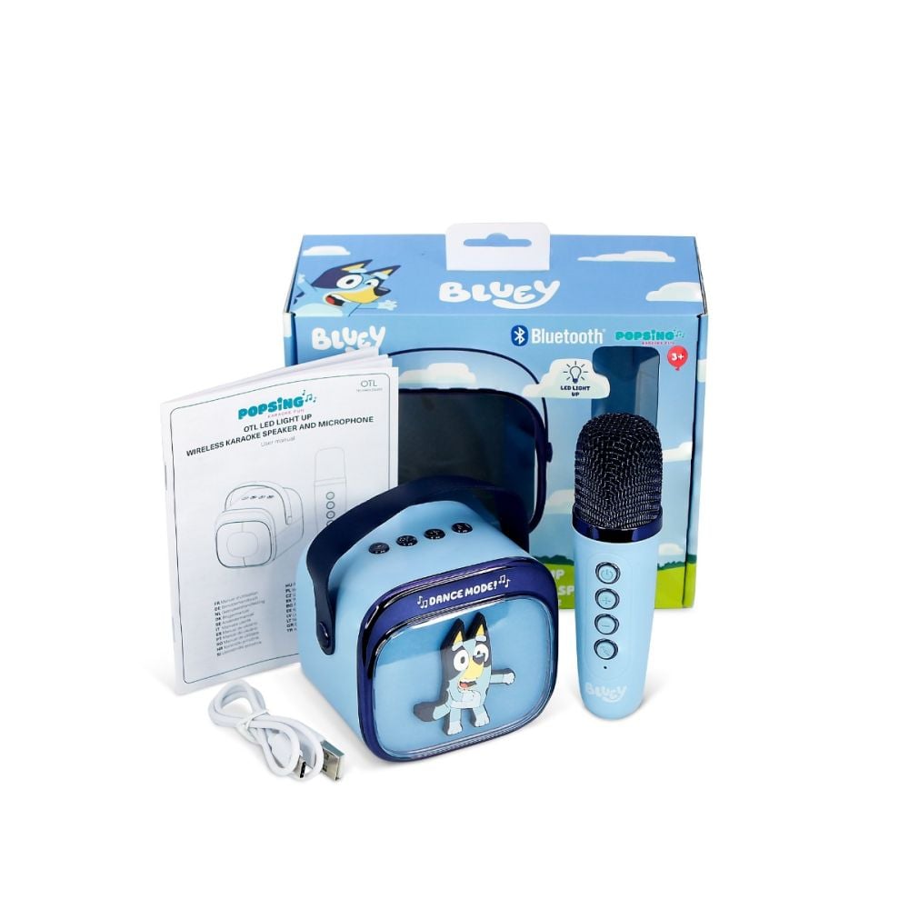 Set karaoke cu boxa si microfon wireless si lumini LED, OTL, Bluey