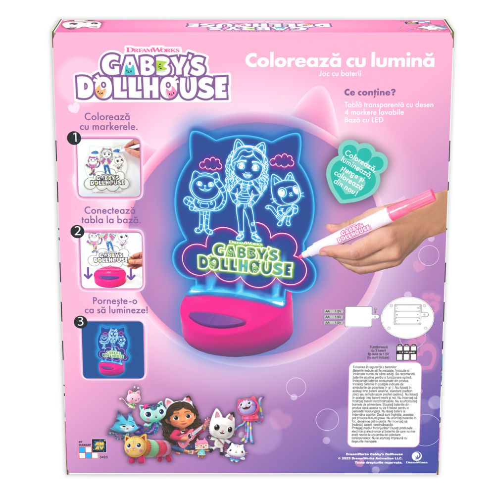 Coloreaza cu lumina, Gabbys Dollhouse, Paint N Lite