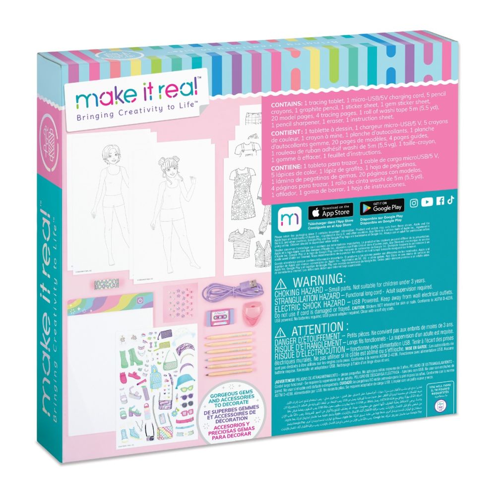 Tabla cu lumina LED si sabloane, Make It Real, 38 piese