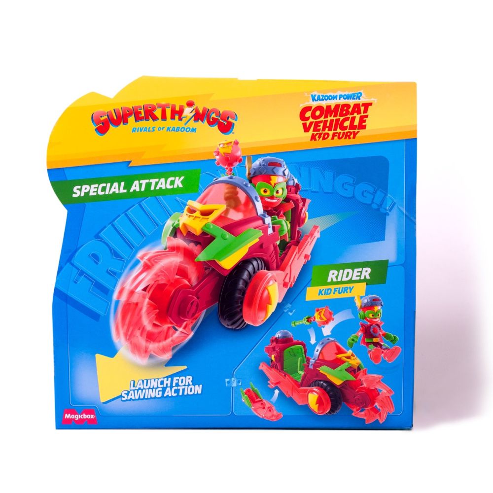 Set vehicul cu figurina Superthings, Kazoom Power, Kid Fury