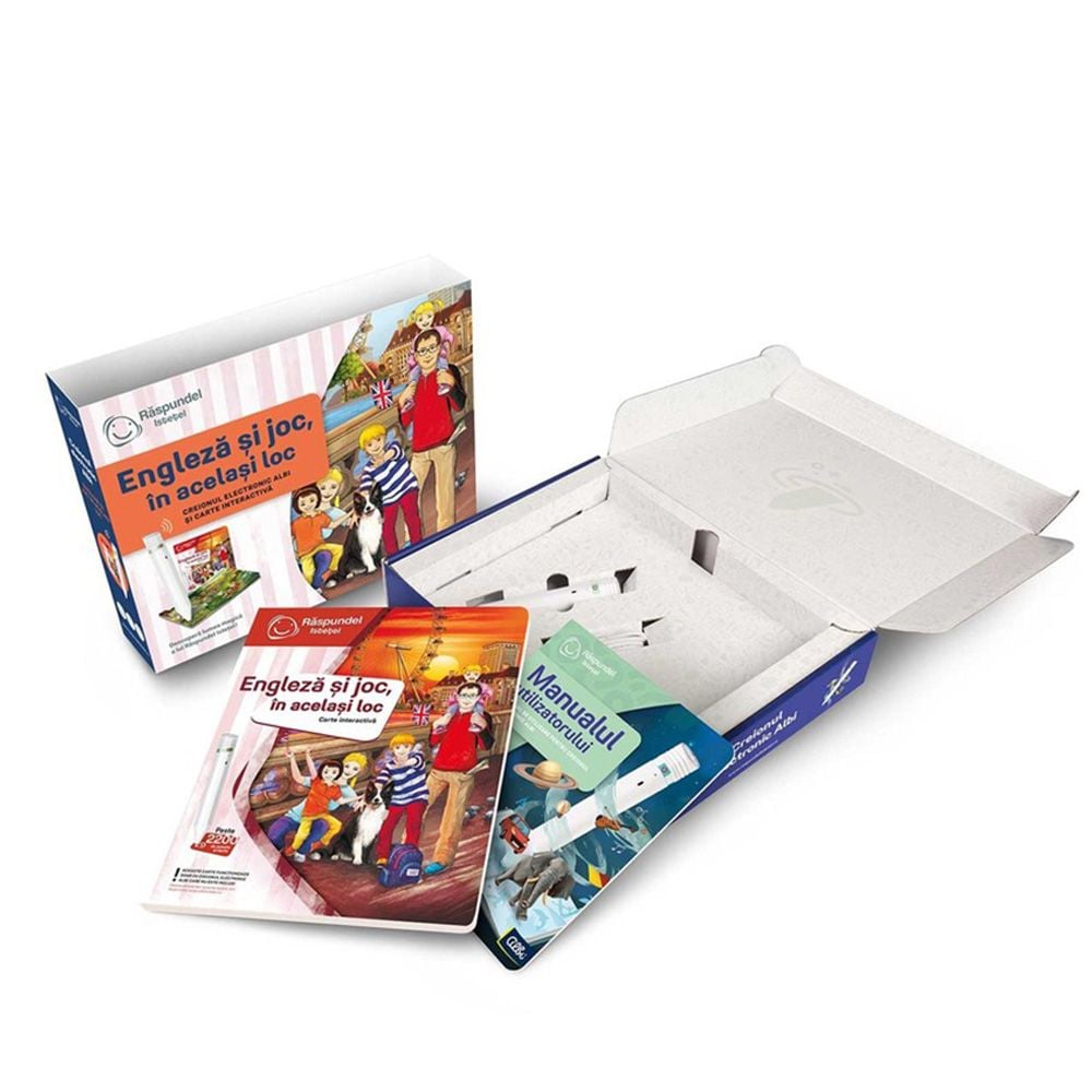 Carte interactiva si creion, Raspundel Istetel, Engleza si joc, in acelasi loc