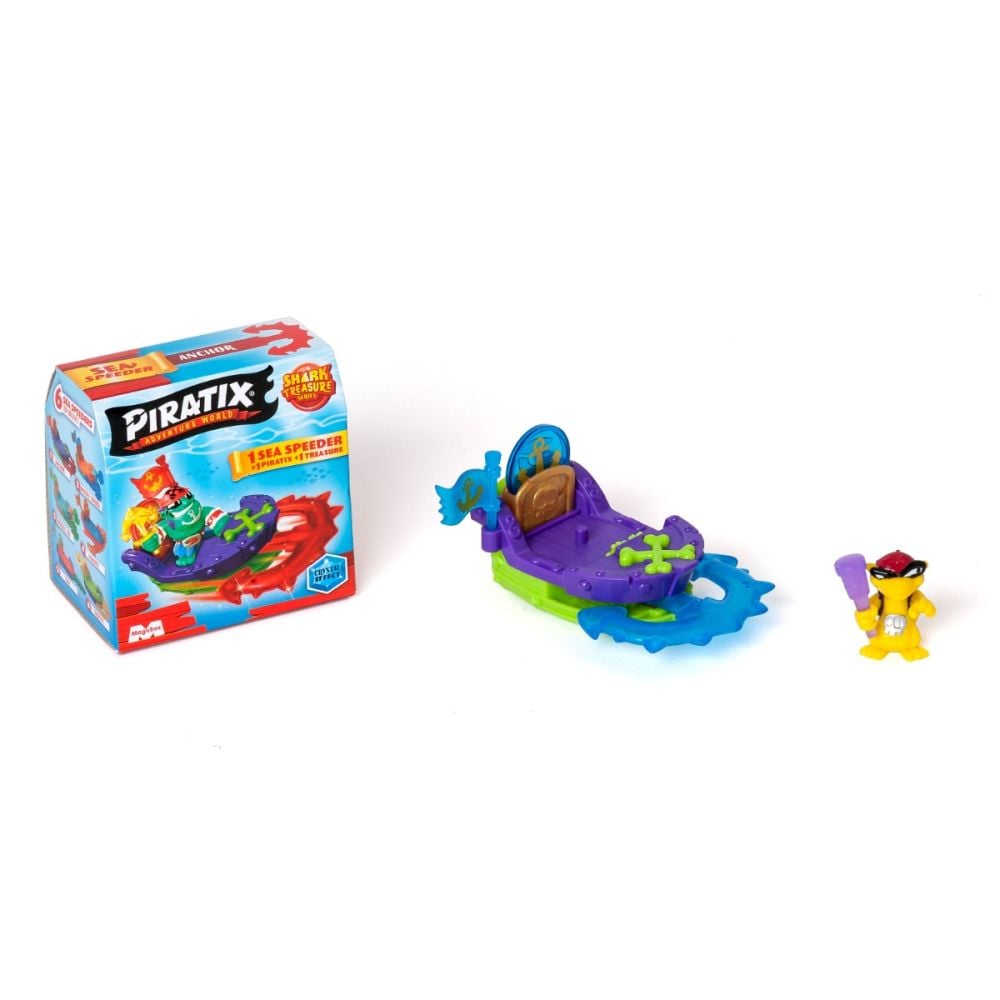 Set figurina cu barca, Piratix, Shark Treasure, Sea Speeders