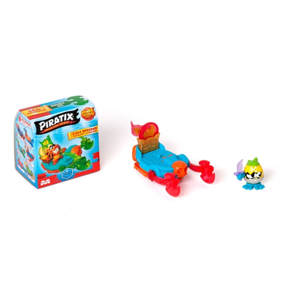 Set figurina cu barca, Piratix, Shark Treasure, Sea Speeders