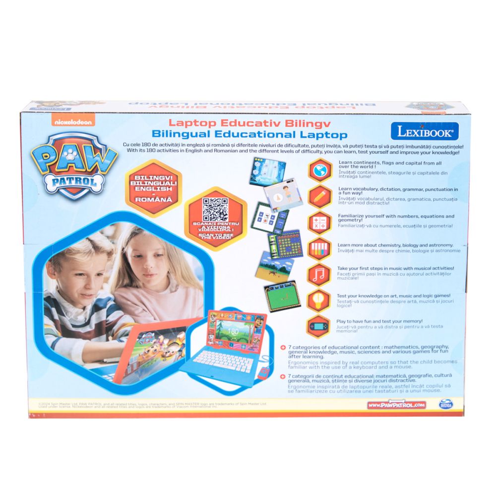 Laptop educational Lexibook, Paw Patrol, 180 de activitati