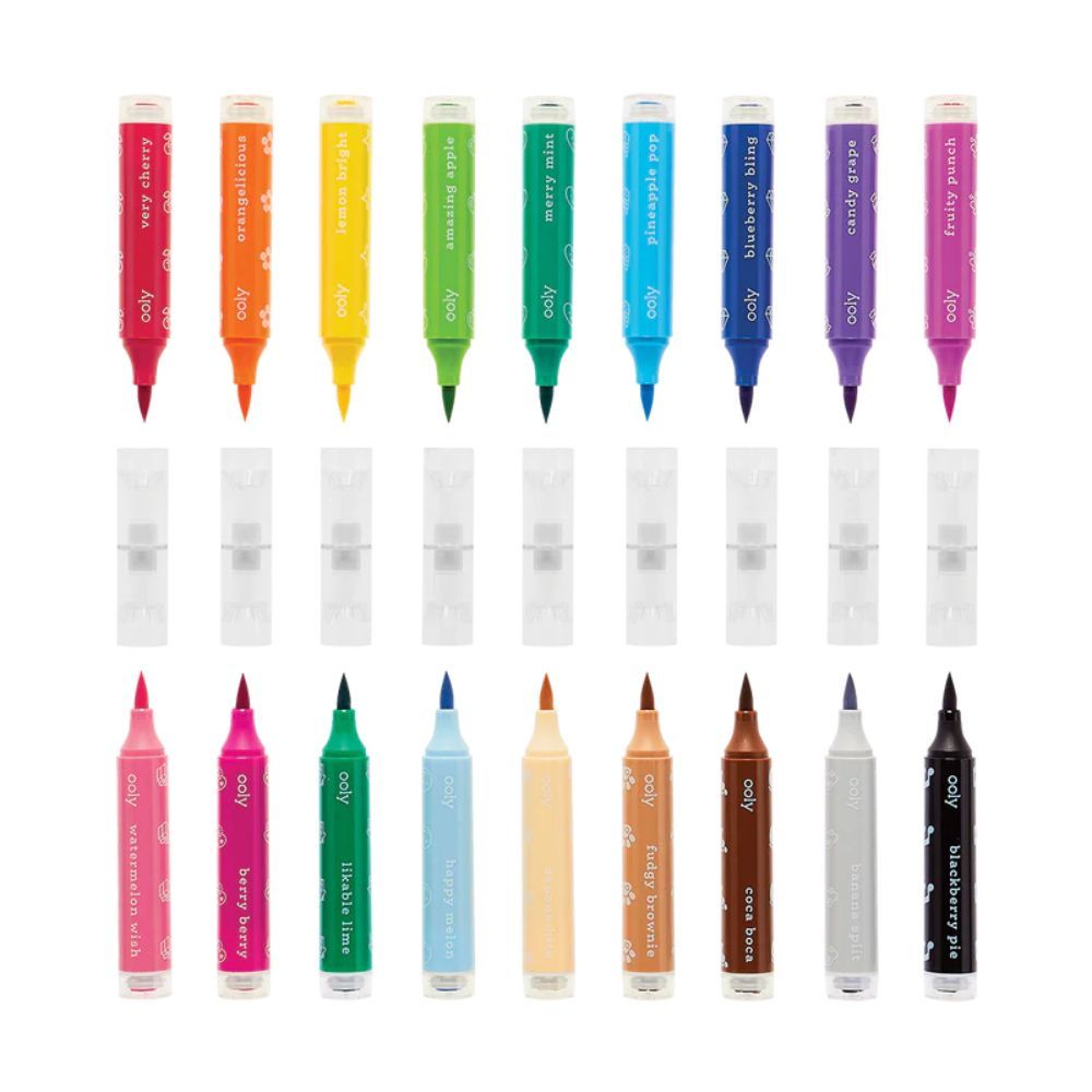 Carioci lavabile duble cu stampile Ooly stampables, 18 buc