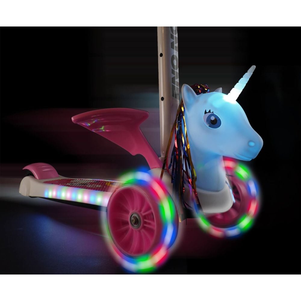 Trotineta cu roti luminoase si late Flying Unicorn, Action One, Roz