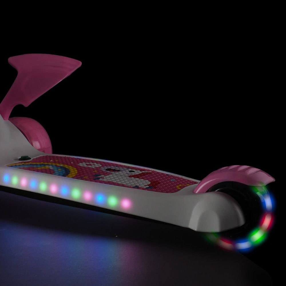 Trotineta cu roti luminoase si late Flying Unicorn, Action One, Roz