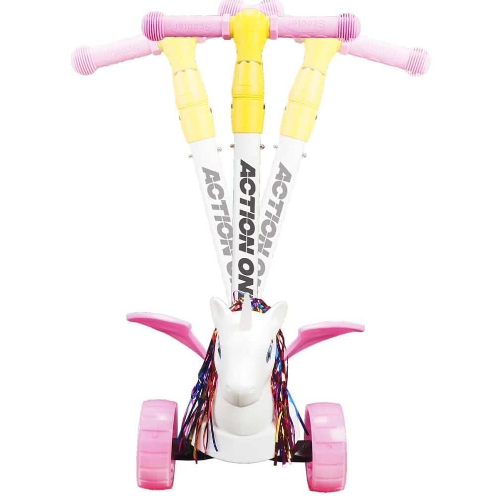 Trotineta cu roti luminoase si late Flying Unicorn, Action One, Roz
