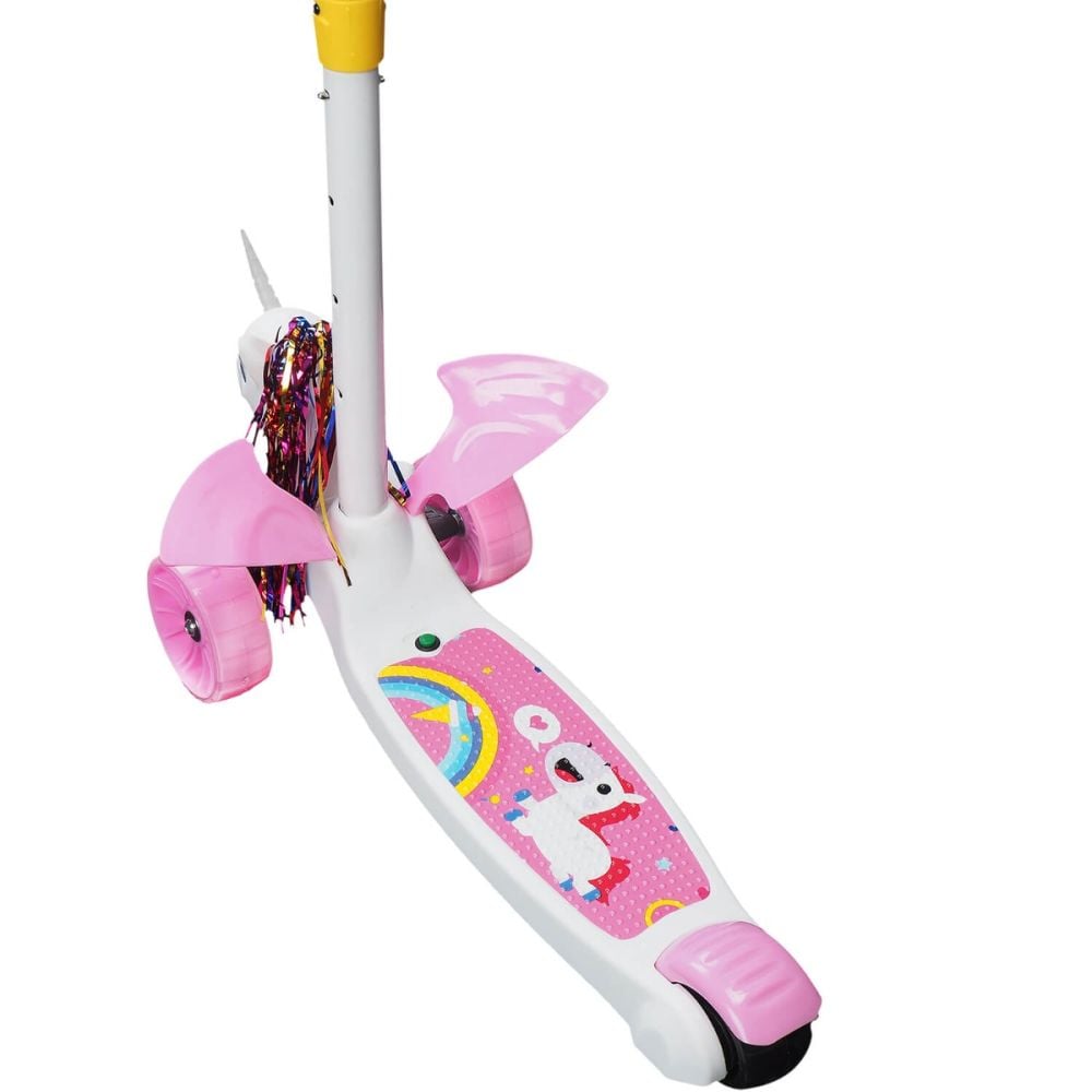 Trotineta cu roti luminoase si late Flying Unicorn, Action One, Roz