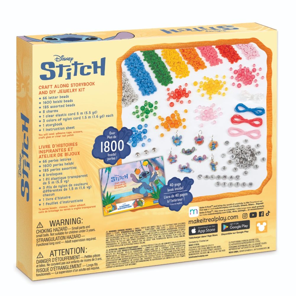 Set de creat bijuterii si carte de povesti, Make It Real, Disney Stitch, 1865 piese