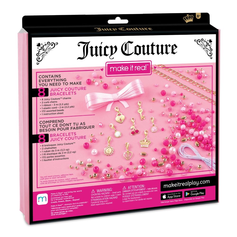 Set de creat bratari cu pandative, Make It Real, Juicy Couture Perfectly Pink Bracelets, 185 piese