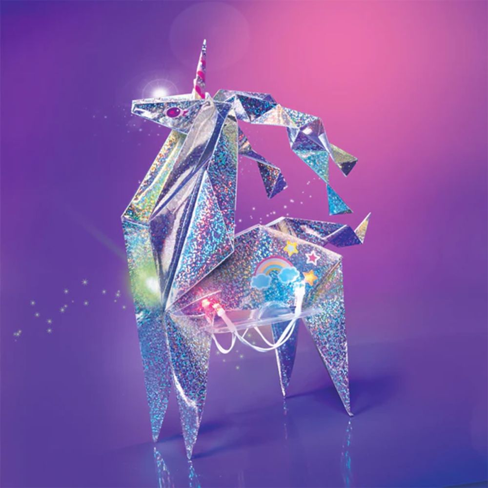 Set creativ origami holografic, 4M, Unicorn cu lumini