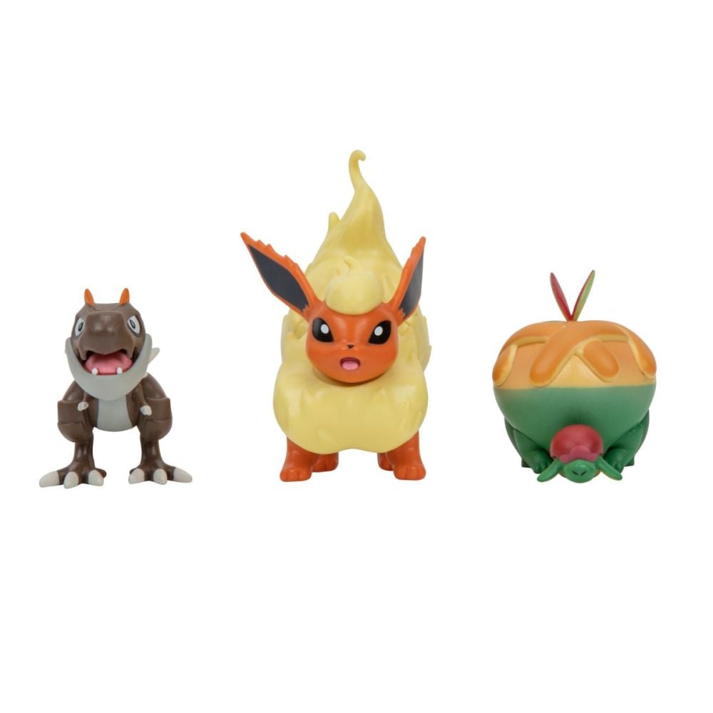 Set 3 figurine de actiune, Pokemon, Appletun, Tyrunt si Flareon