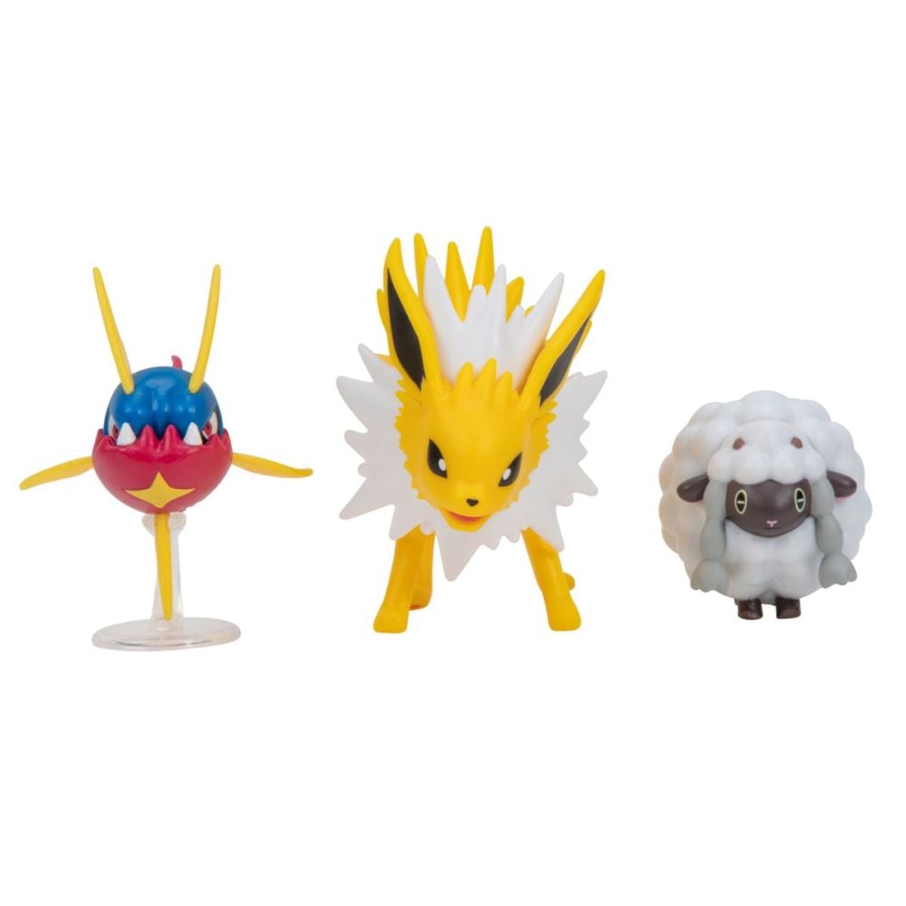 Set 3 figurine de actiune, Pokemon, Carvanha, Jolteon, Wooloo