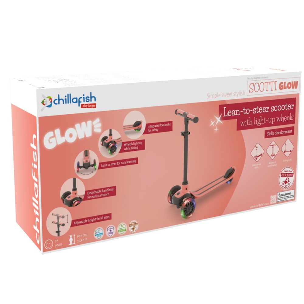 Trotineta cu 3 roti cu lumini, Chillafish, Scotti Glow, Roz