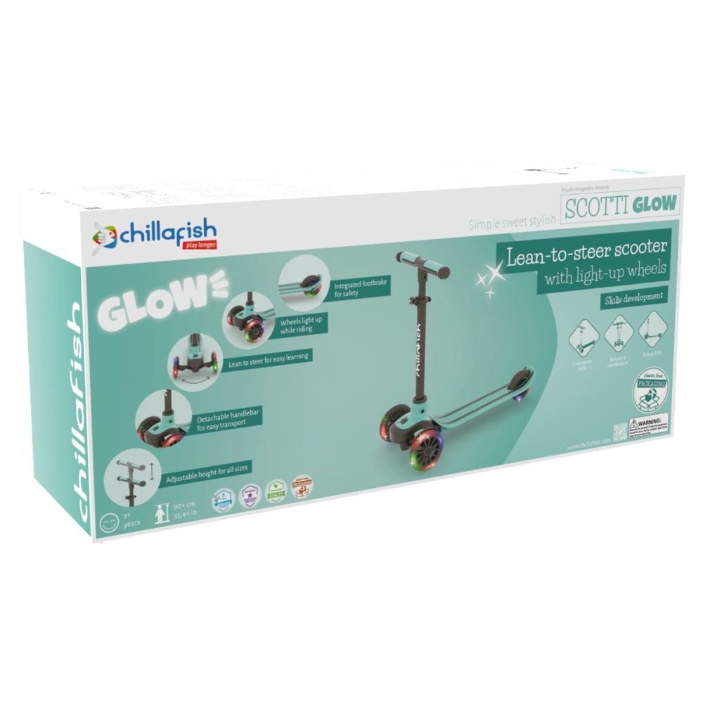 Trotineta cu 3 roti cu lumini, Chillafish, Scotti Glow, Mint