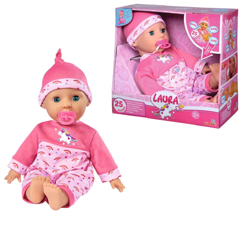 Papusa bebelus cu 25 de sunete, Simba, Laura, 38 cm