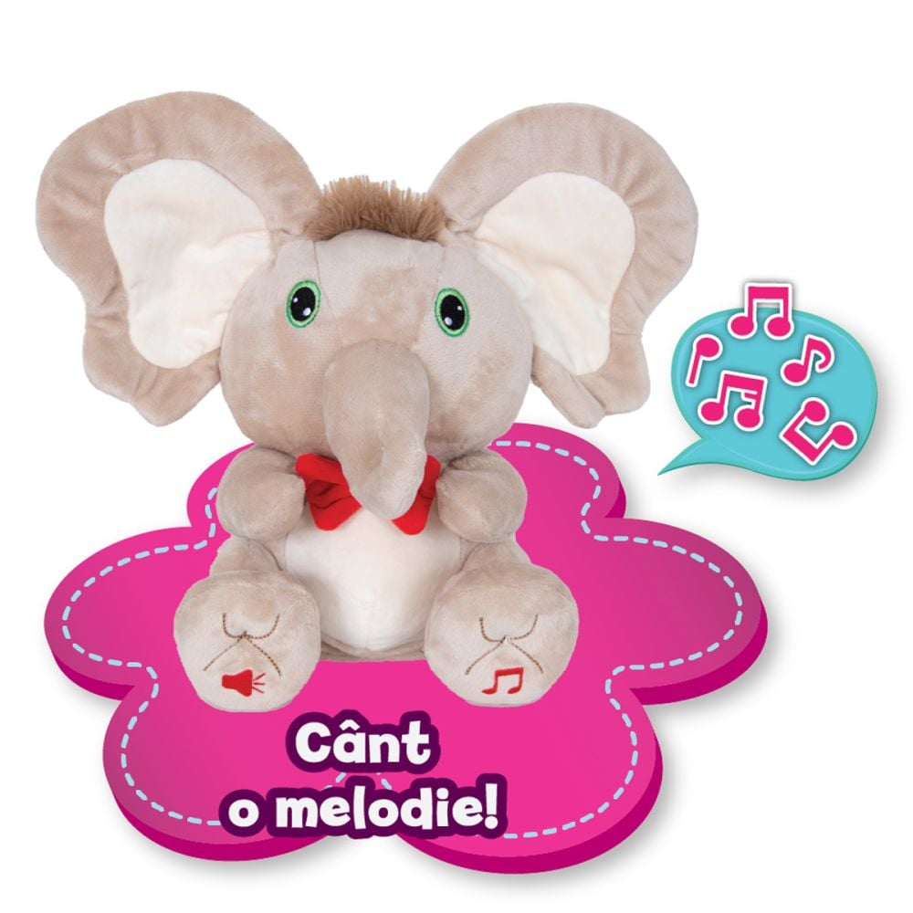 Jucarie de plus interactiva Puffy Friends, Tino Boo Elefantel, Bej