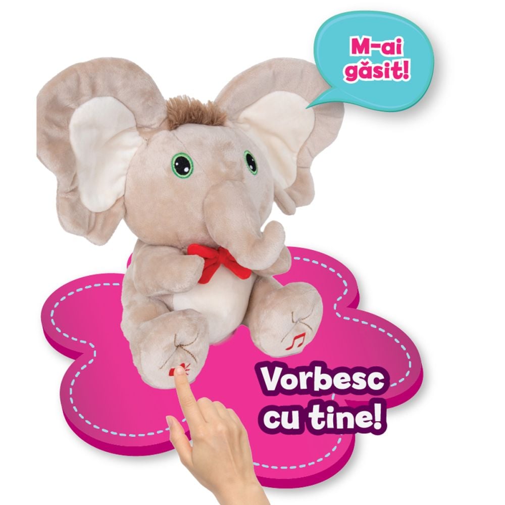 Jucarie de plus interactiva Puffy Friends, Tino Boo Elefantel, Bej
