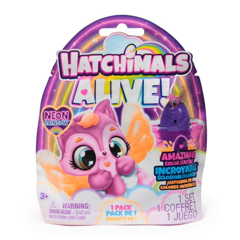 Figurina surpriza, Hatchimal,  Alive Neon Rainbow, 6072752
