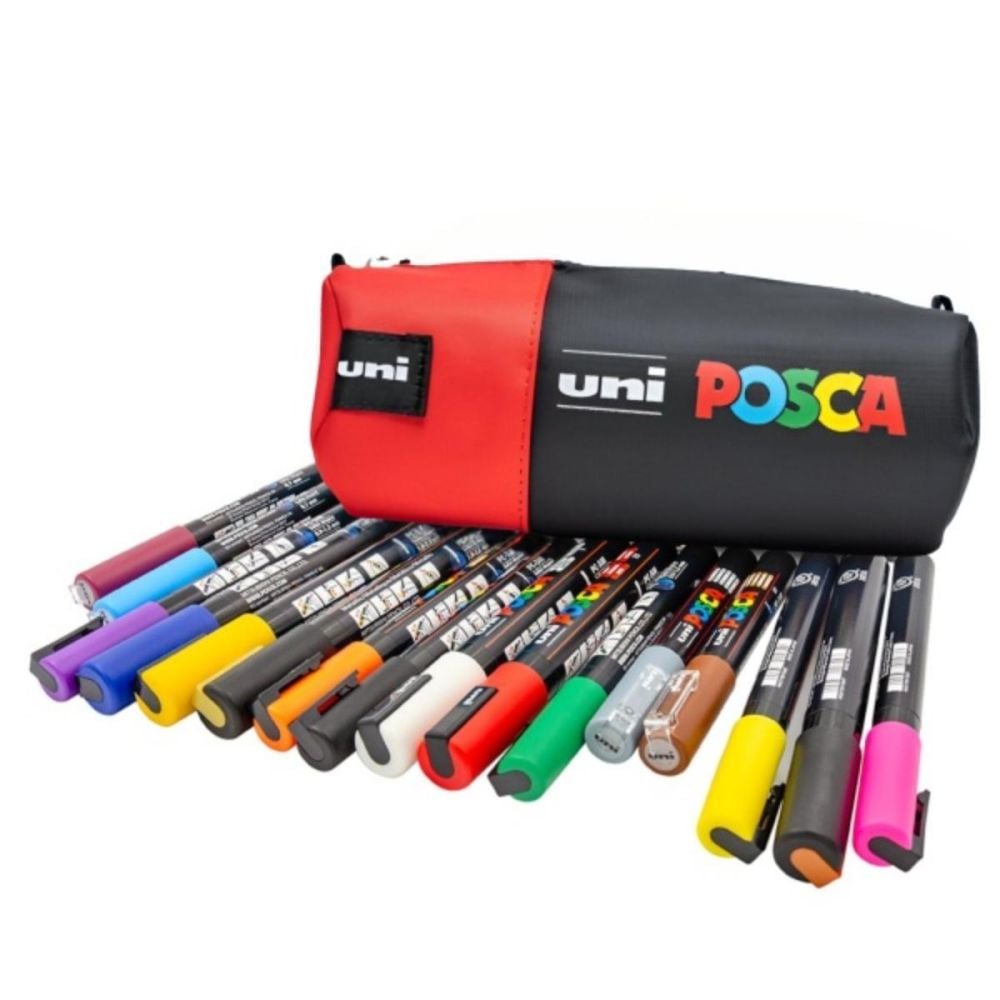 Penar echipat cu 16 markere, Posca Uni, Negru-Rosu