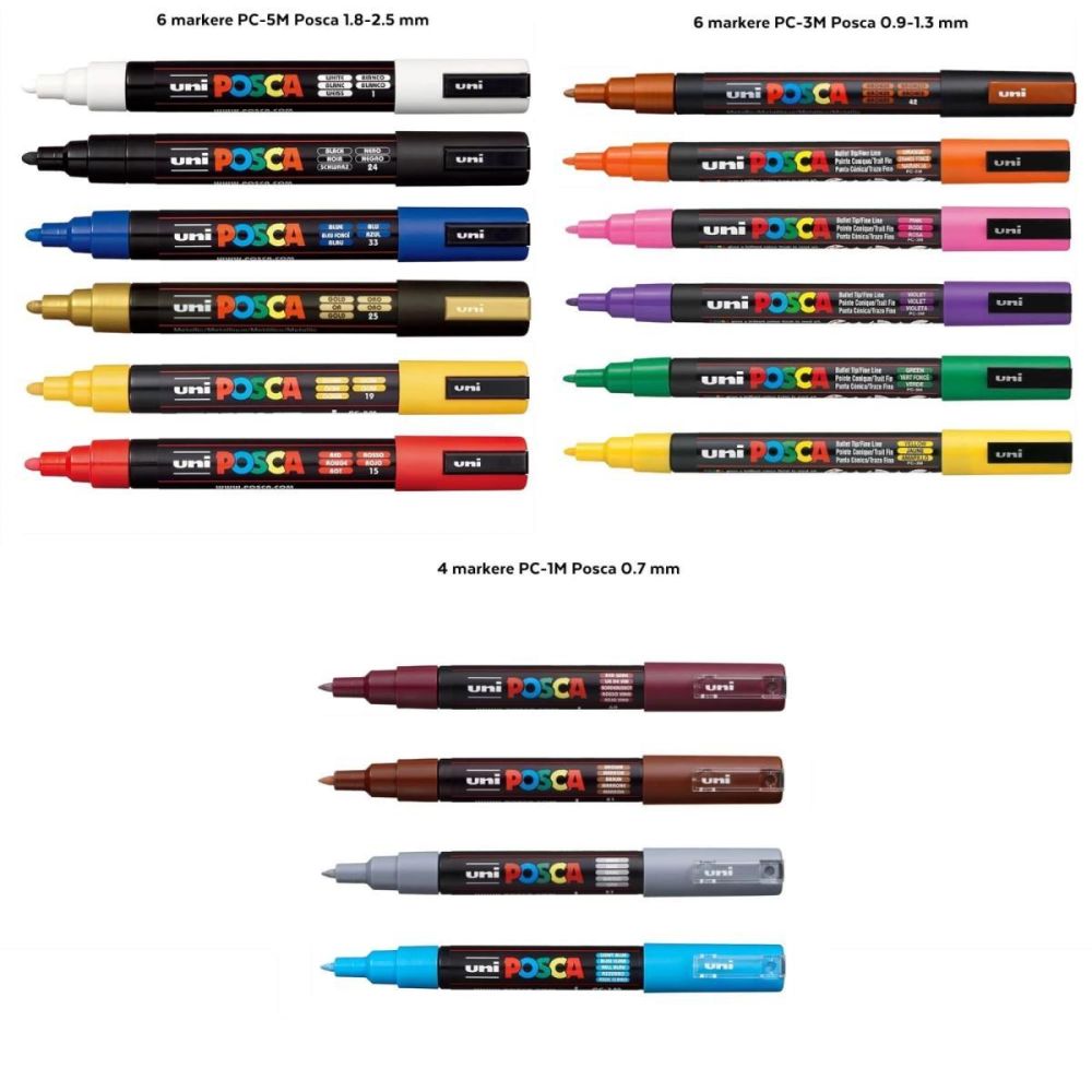 Penar echipat cu 16 markere, Posca Uni, Negru-Turcoaz