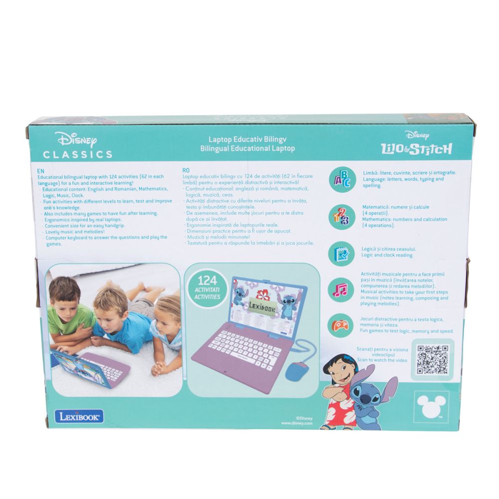 Laptop educational Lexibook, Disney Stitch, 124 activitati | Noriel