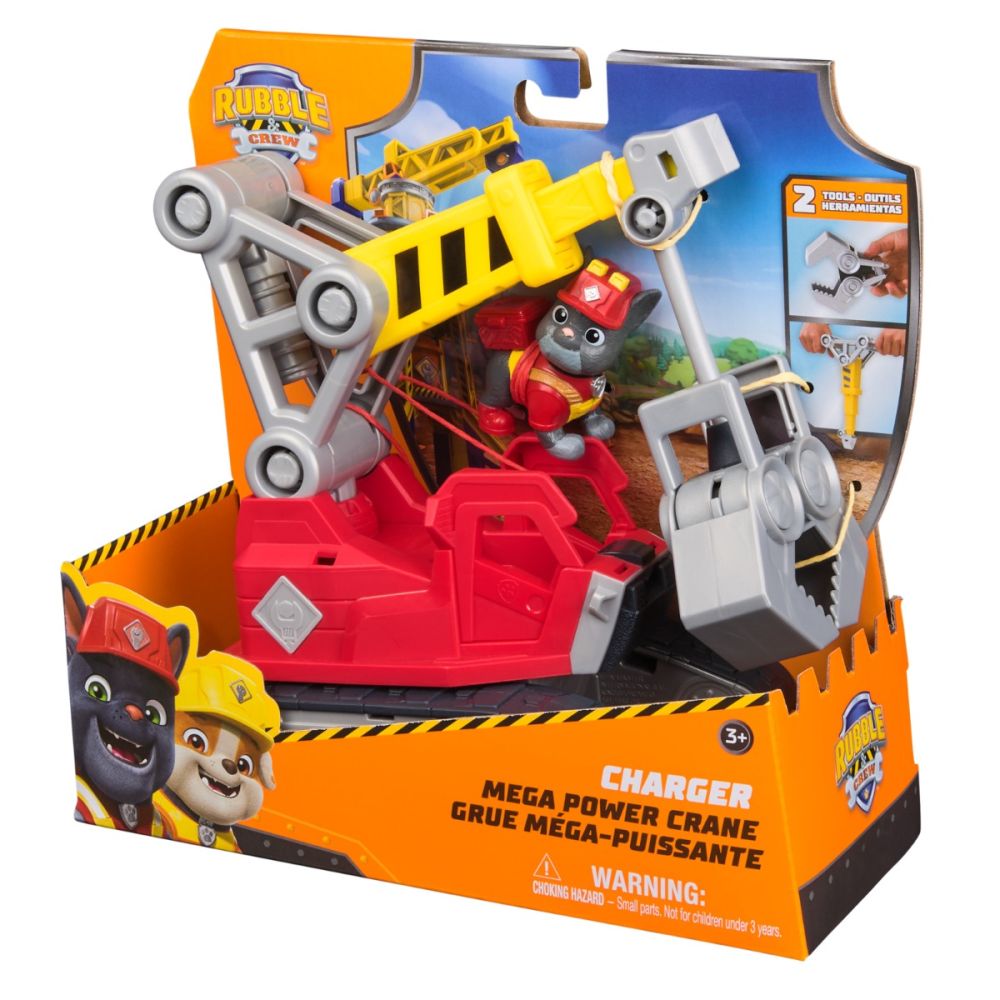 Set de joaca macara cu figurina, Paw Patrol, Mega Power Crane, Charger, 6073295