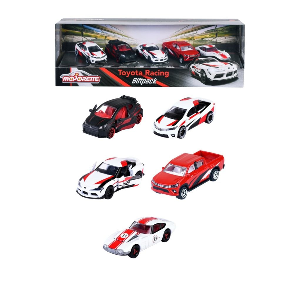 Set 5 masinute metalice, Majorette, Toyota Racing