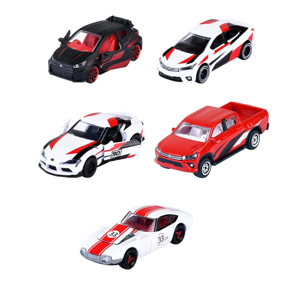 Set 5 masinute metalice, Majorette, Toyota Racing