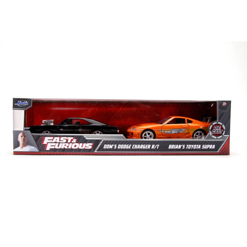 Set 2 vehicule metalice, Jada, Fast And Furious, Dodge Charger si Toyota Supra, 1:32