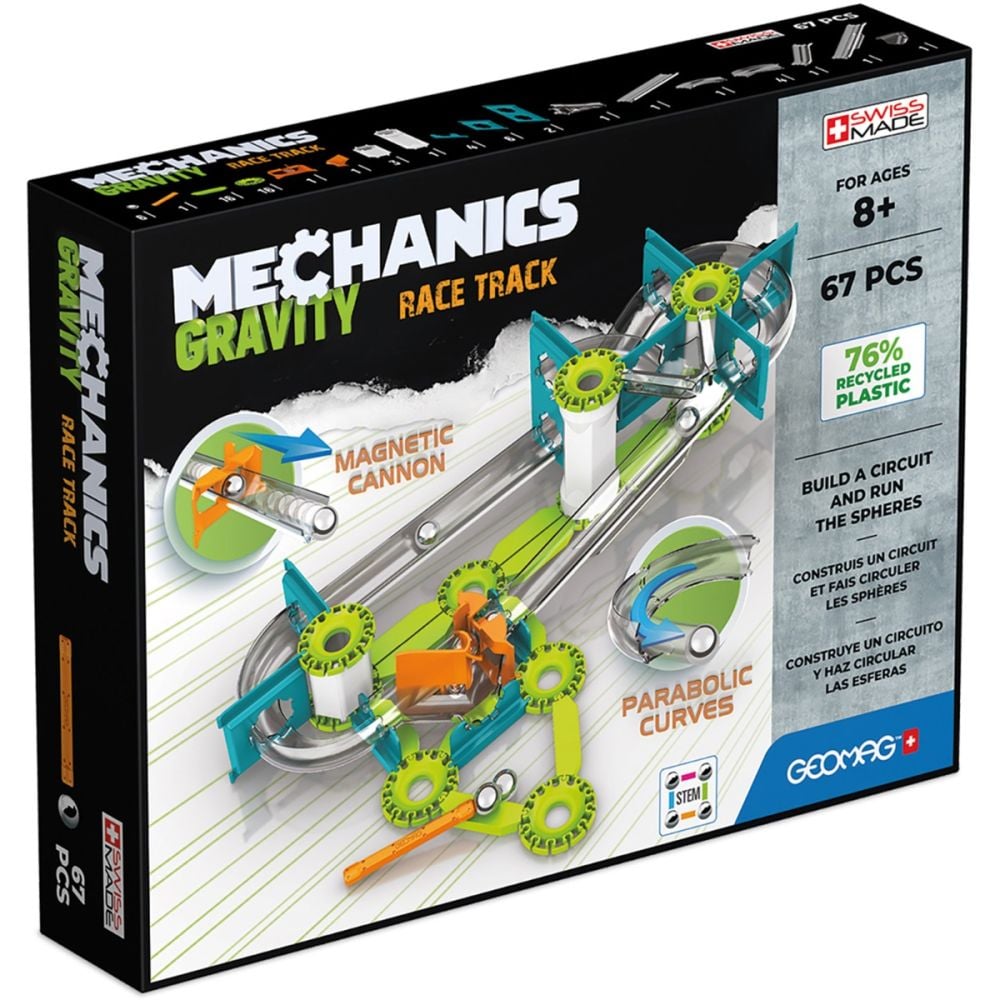 Joc de constructie Geomag, Mechanics Magnetic Gravity Race Track, 67 piese