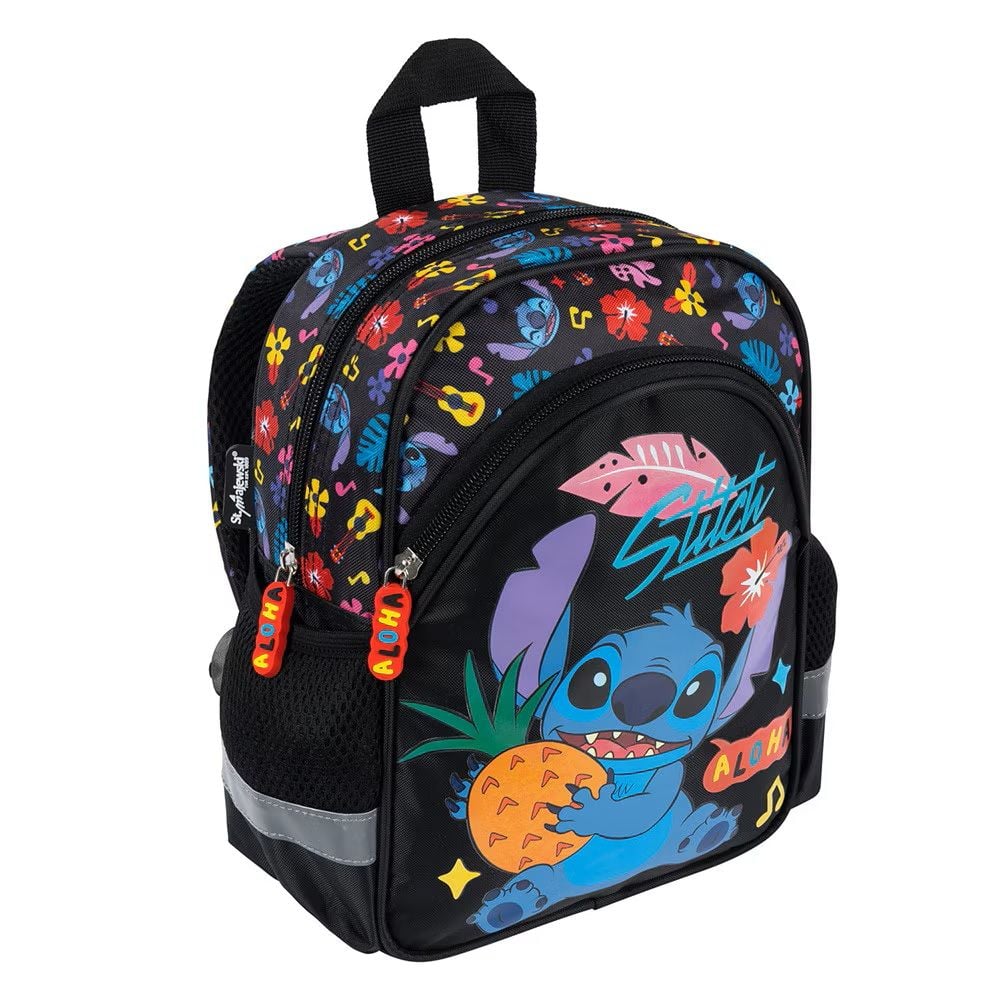 Ghiozdan cu 1 compartiment, St Majewski, Disney Stitch, Aloha, Negru