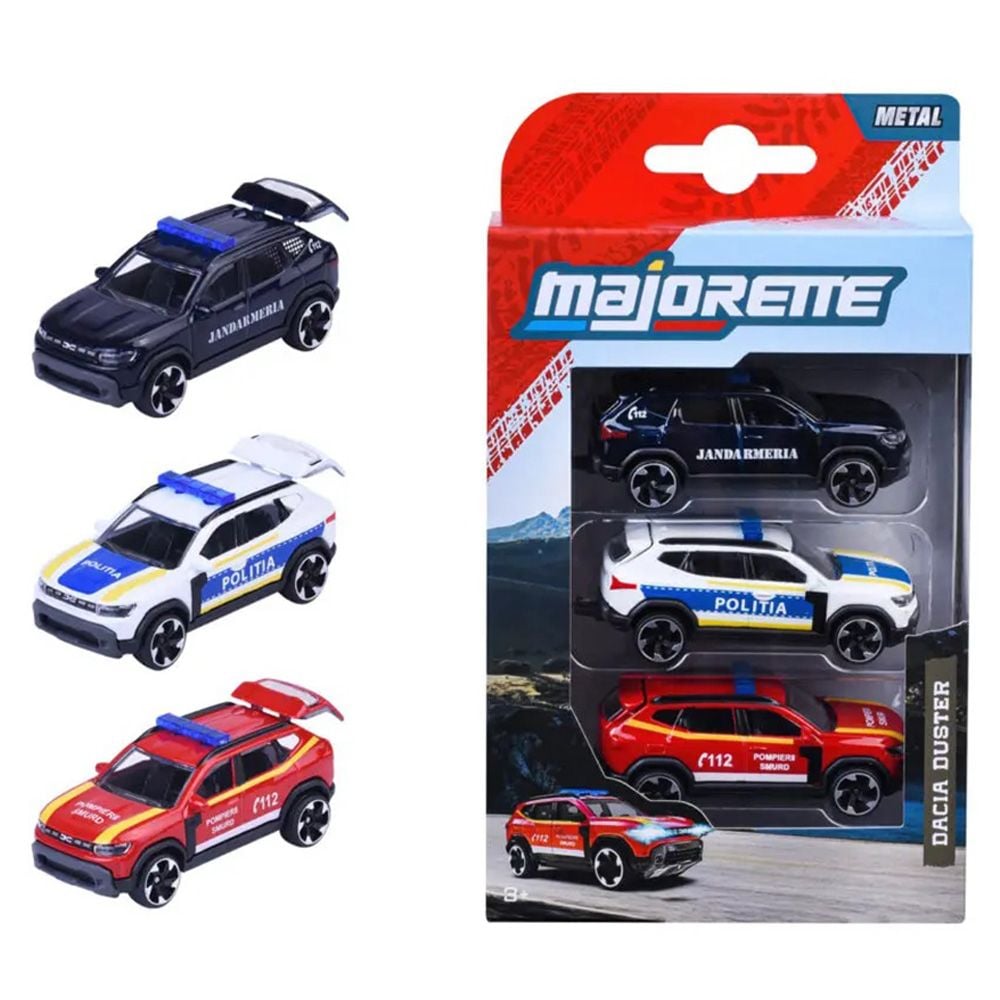 Set 3 masinute din metal, Majorette, Dacia Duster, 1:64