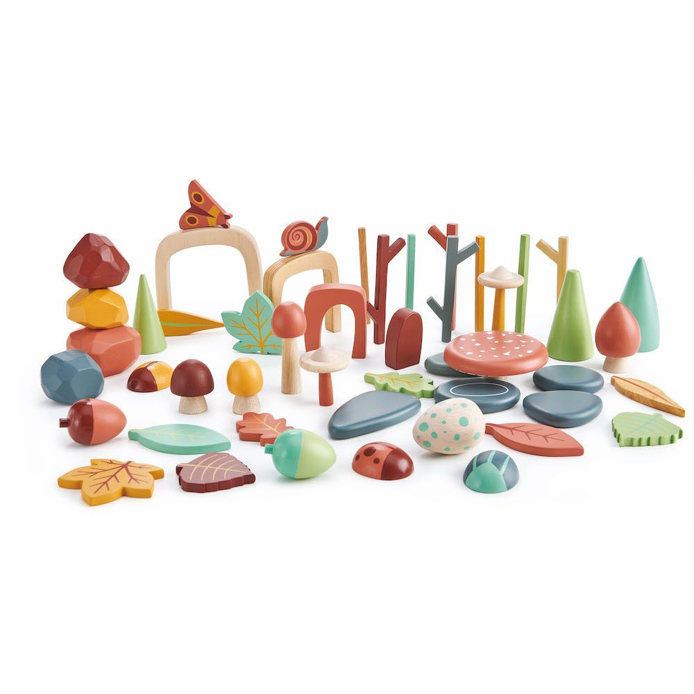 Set, Colectia de comori forestiere din lemn, Tender Leaf Toys, My Forest Floor, 50 piese