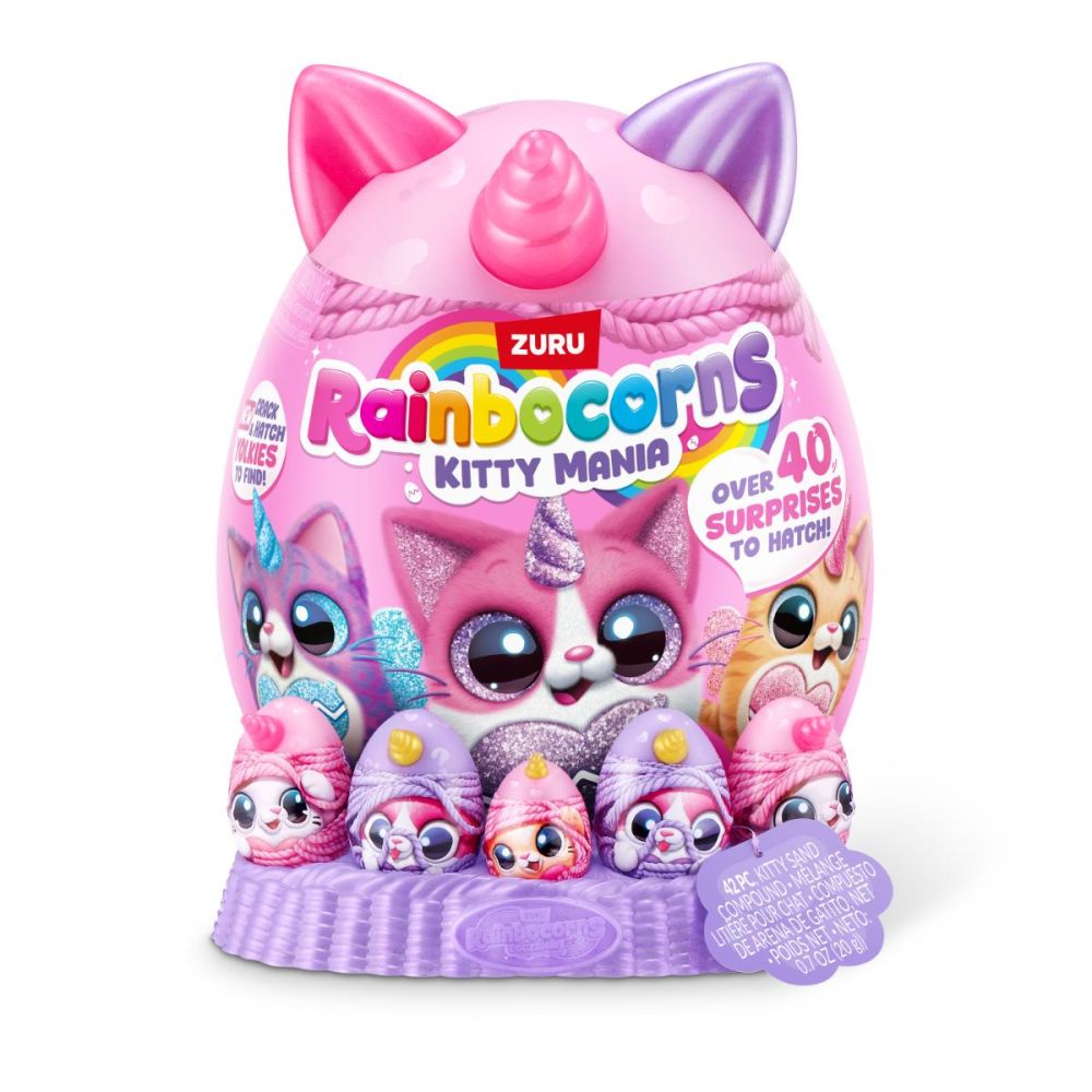 Jucarie de plus surpriza, Rainbocorns, Eggzania Kitty Mania, 40 surprize